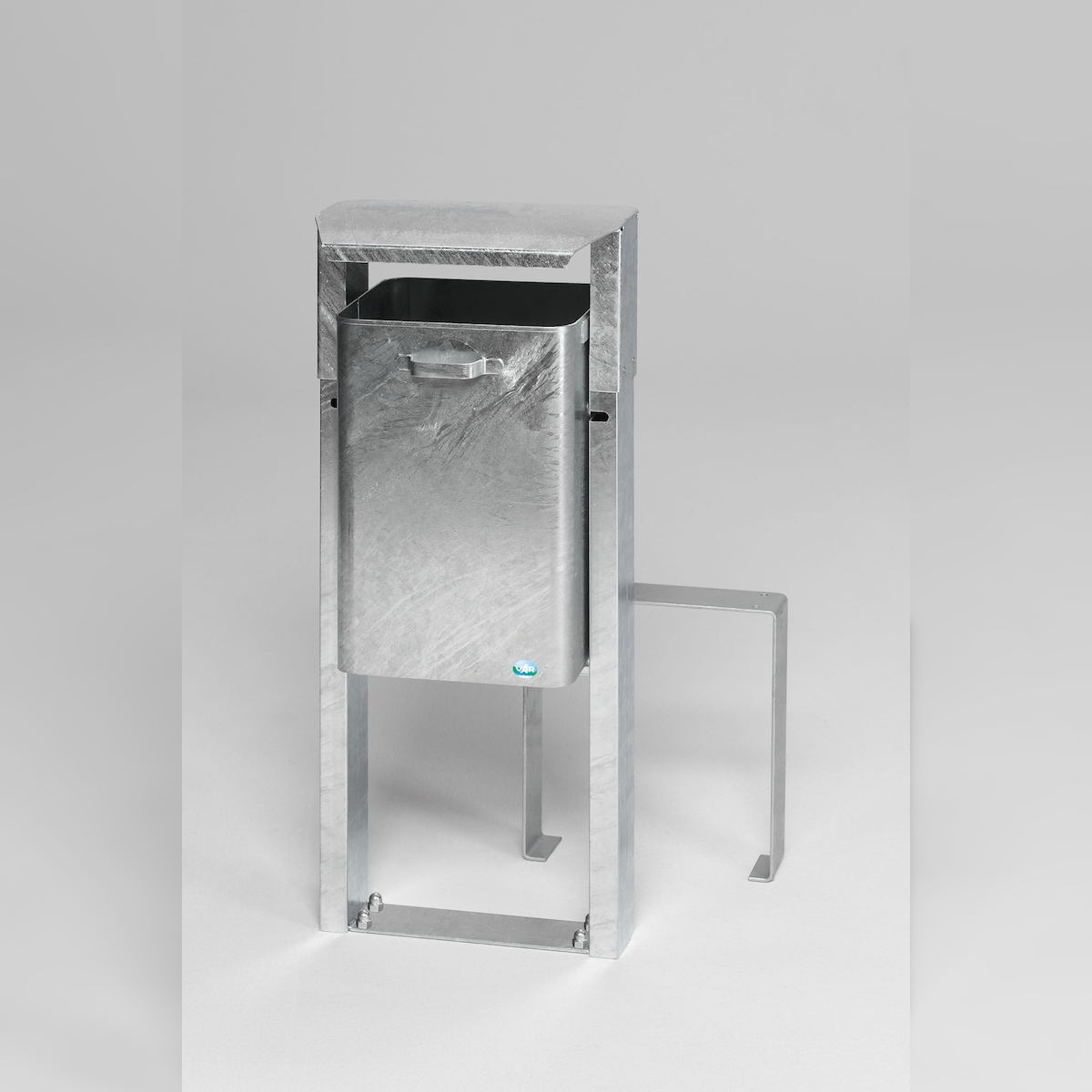 PROREGAL Klassischer eckiger Abfallsammler | mit Dach | zum Einbetonieren | HxBxT 113x42x31,5cm | Feuerverzinkt | Mülleimer Abfalleimer Image