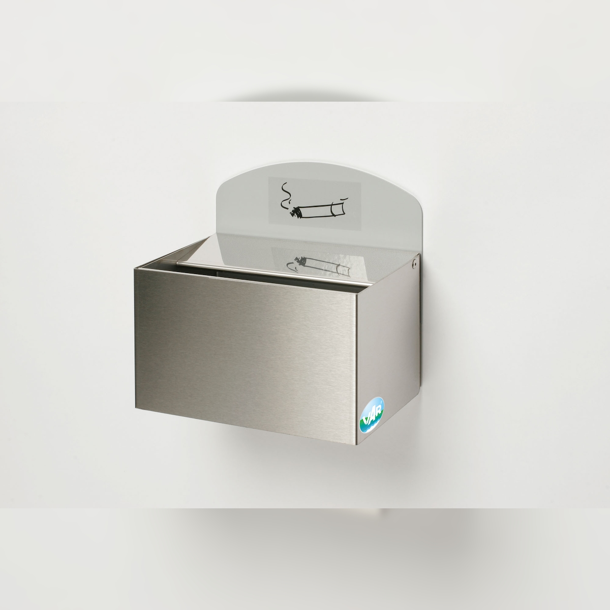 PROREGAL Robuster Wandascher mit Hinweisschild | 0,8 Liter, HxBxT 12,5x20x12,5cm | Edelstahl | Ascher Aschenbecher Image