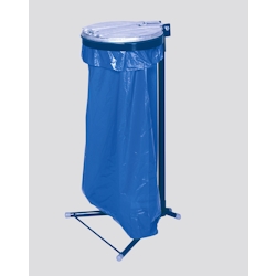 PROREGAL Robuster Einzel-Abfallsammler mit Metall-Deckel | mit Standfuß | 35cm Einwurföffnung | HxBxT 98x50x48cm | Stahl | Blau-Verzinkt | Mülleimer Image