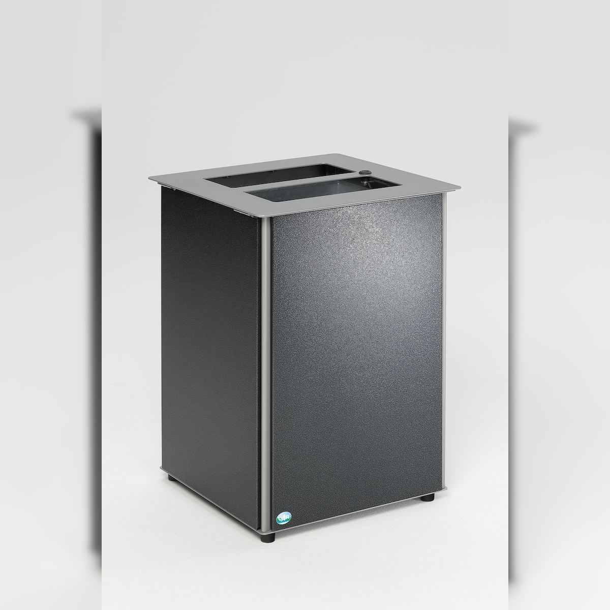PROREGAL Robuster Abfallsammler mit Deckel aufklappbar | 80 Liter, HxBxT 73x50,5x50,5cm | Verzinkter Stahl | Grau-Silber | Mülleimer Abfalleimer Image