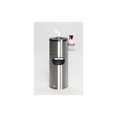 PROREGAL Desinfektionsstation für Papiertücher | 32 Liter, HxBxT 90x46x35cm | Edelstahl | Silber | Mülleimer Tuchspender Image