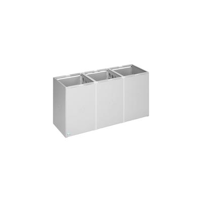 PROREGAL Robustes Abfall- und Wertstoffsammelsystem 3-Fach | ohne Deckel | 60 Liter, HxBxT 57x106x40,5cm | Kunststoff | Grau | Mülleimer Abfalleimer Image