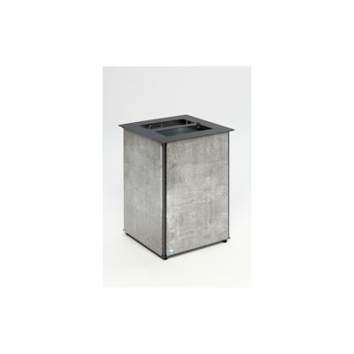 PROREGAL Robuster Abfallsammler mit Deckel aufklappbar | 80 Liter, HxBxT 73x50,5x50,5cm | Verzinkter Stahl | Grau-Edelstahl | Mülleimer Abfalleimer Image