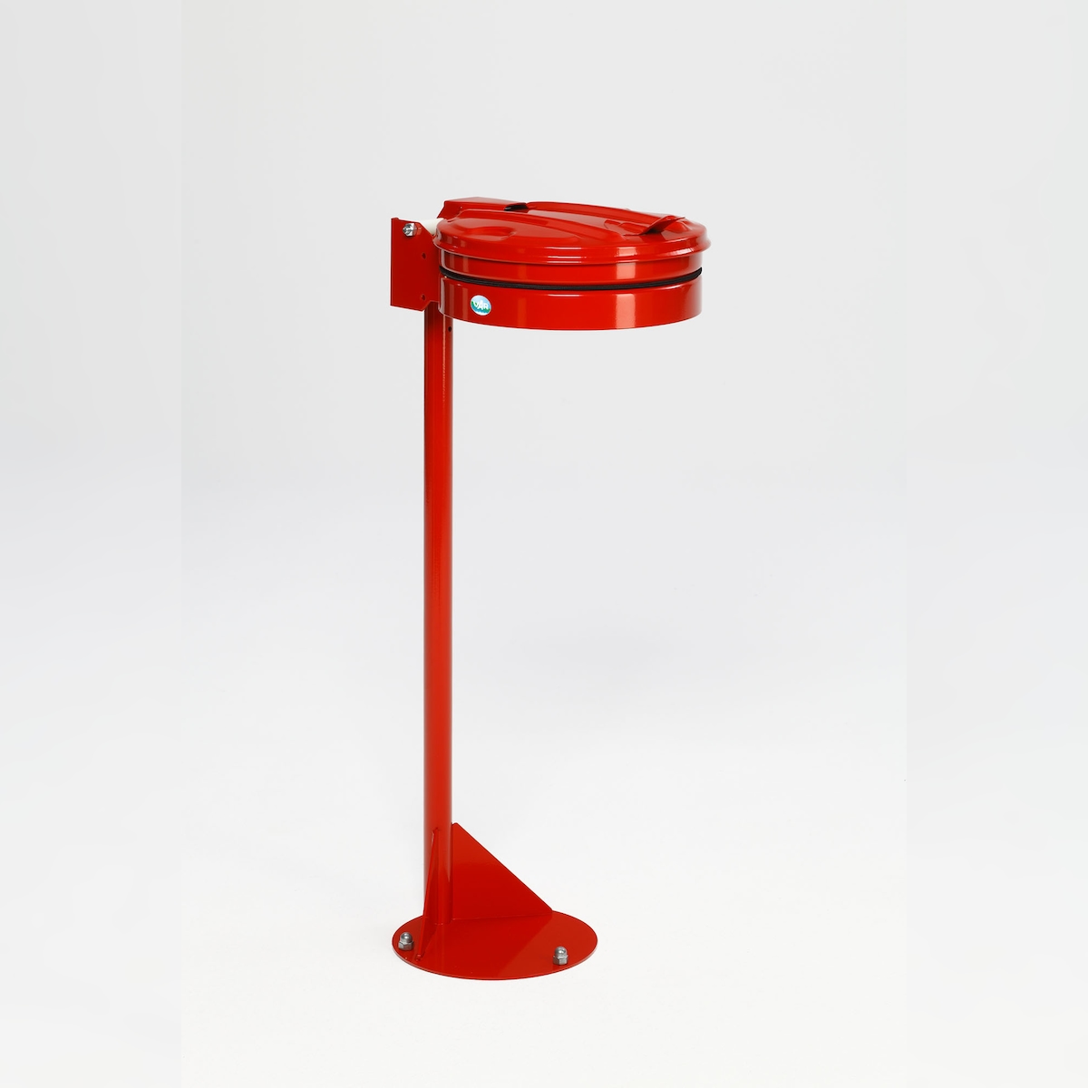 PROREGAL Standhalter mit Gummiband | mit Metall-Deckel | HxBxT 105x37x46,5cm | Stahl | Rot | Mülleimer Abfalleimer Müllkorb Image