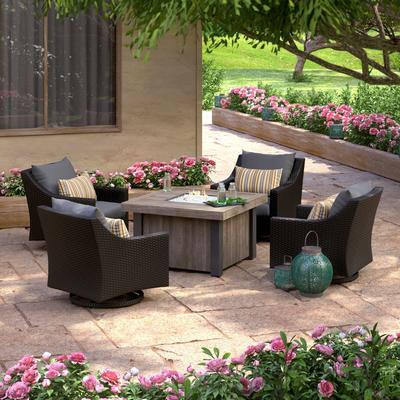 Deco 5 Piece Sunbrella Outdoor Patio Motion Fire Chat Set - 42"W x 42"D x 25"H