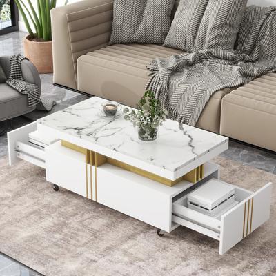 Contemporary Coffee Table with Faux Marble Top