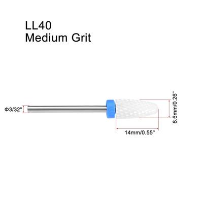 Ceramic Nail Drill Bits 3/32"(Medium Grit) Nails File Bit Manicure Pedicure 2pcs