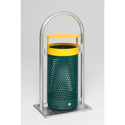 PROREGAL Abfallsammler mit Rohrbogenständer | zum Einbetonieren | 60/70 Liter, HxBxT 116,5x58x38cm | Stahl | Feuerverzinkt | Mülleimer Abfalleimer Image