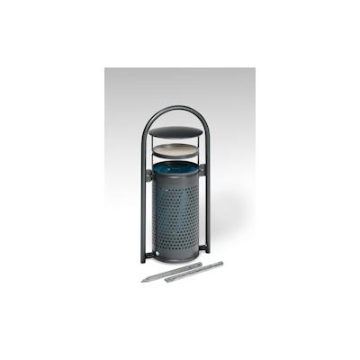 PROREGAL Abfallsammler mit Rohrbogenständer | zum Einbetonieren | 60/70 Liter, HxBxT 116,5x58x38cm | Stahl | Grau | Mülleimer Abfalleimer Image