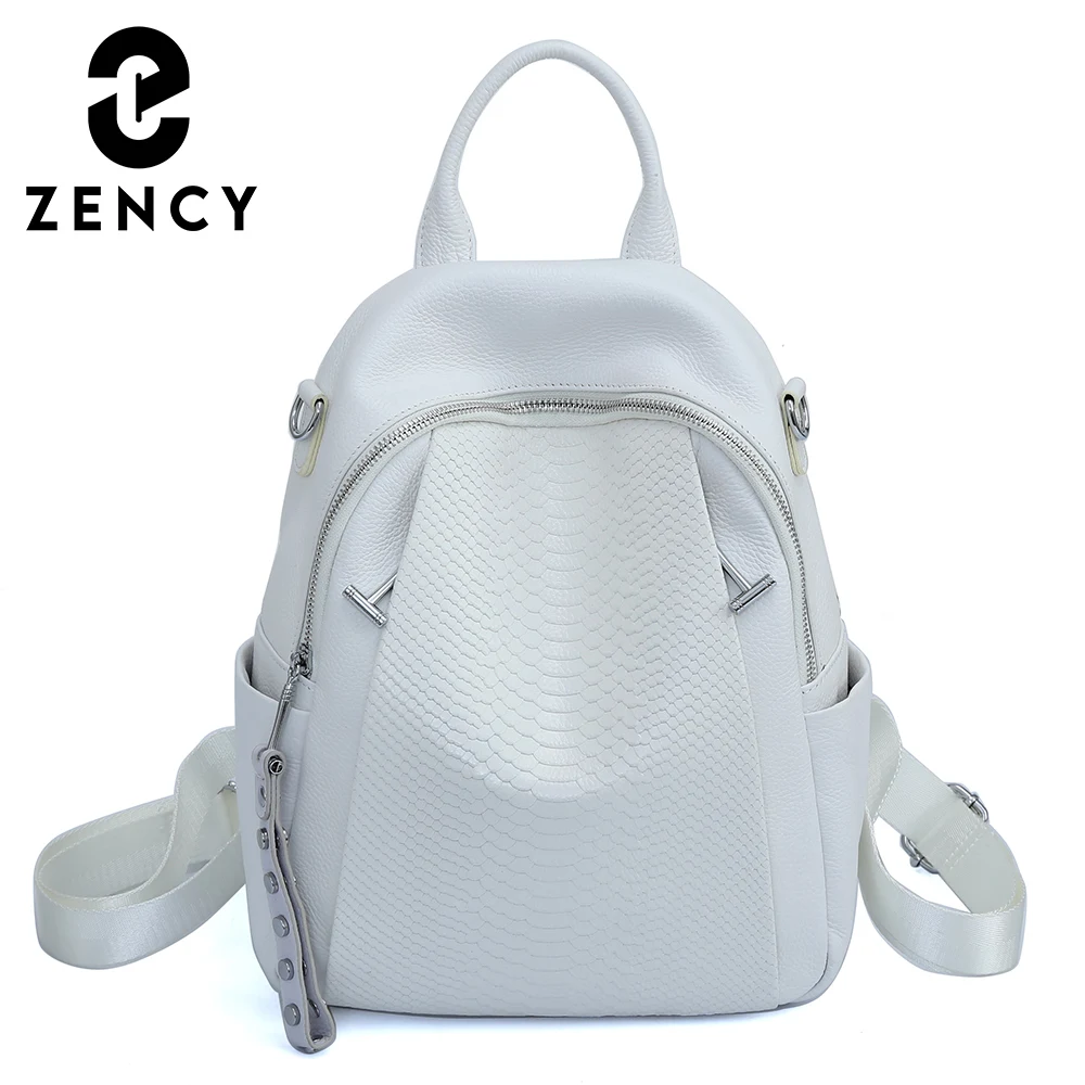 Zency Echt leder Rucksack für Frauen Mode Alligator Niet einfache weibliche Schulter Reise Schule Buch Tasche Rucksack Mädchen Image