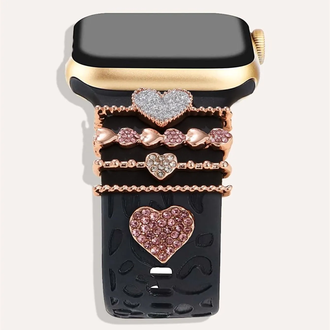 Cartoon Mode Silikon Armband Dekorativ Für Apple Watch Band Ornament Dekoration Metall Charms Strap Zubehör Image