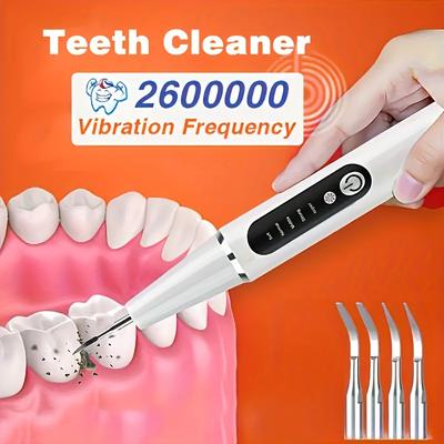 Rechargeable Teeth Scaler With Led Light, 4 Replaceable Heads, Type-c Charging, Oral Hygiene Cleaner Kit Father's Day Gift