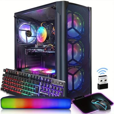 Stgaubron Gaming Desktop Pc Computer, Core I7 3.4 Ghz Up To 3.9 Ghz, 8g Gddr5, 16g , 512g Ssd, Wifi, Wireless 5.0, Rgb Fanx6, Rgb Keyboard&mouse&mouse Pad, Rgb Bt Sound Bar, W10h64