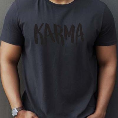 TEMU For Karma Geometric Print Men's T-shirt - Casual, Breathable Polyester, Round Neck, Machine Washable - All Image