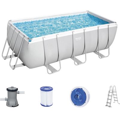 Bestway - Power Steel™ Frame Pool-Set mit Filterpumpe 412 x 201 x 122 cm , lichtgrau, eckig - Grau Image