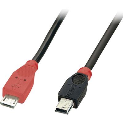 LINDY USB-Kabel USB 2.0 USB-Micro-B Stecker, USB-Mini-B Stecker 0.50 m Schwarz mit OTG-Funktion 3171 Image