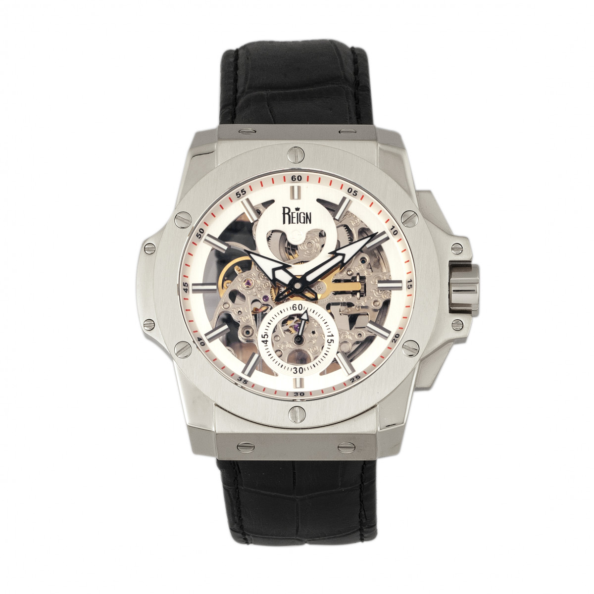 Reign Commodus Automatik-Skelett-Lederarmbanduhr Image