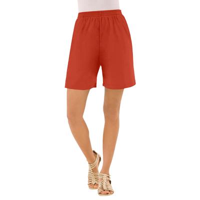 Plus Size Women's Soft Knit Short by Roaman's in Copper Red (Size 3X) Pull On Elastic Waist