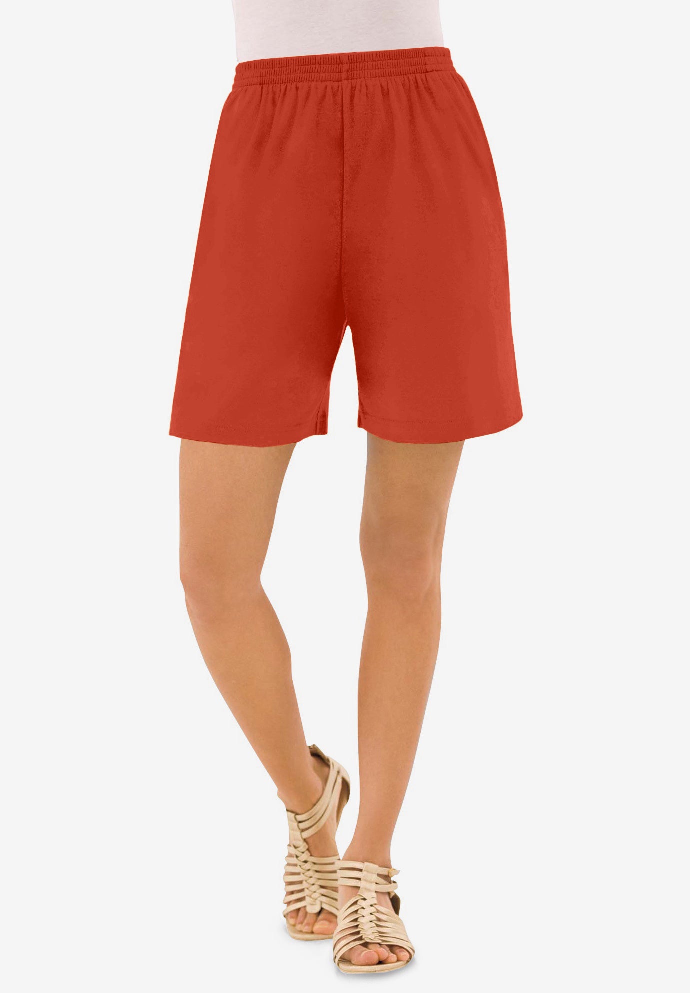 Plus Size Women's Plus Size Soft Knit Pull-On Short by Roaman's in Copper Red (Size 4X)