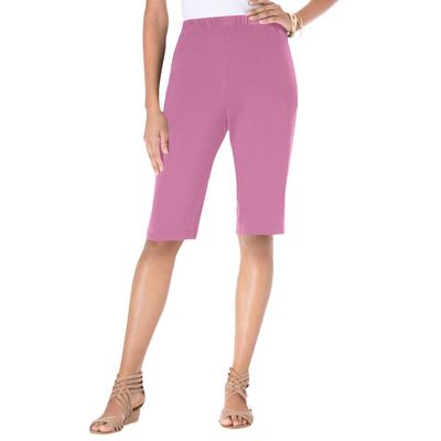 Plus Size Women's Soft Knit Bermuda Short by Roaman's in Mauve Orchid (Size M)