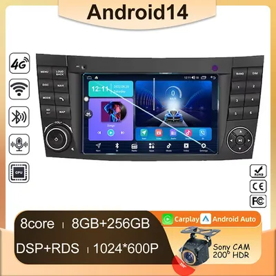 CarPlay 7'' Android 14 Car Radio For Mercedes Benz E class W211 E200 E220 E300 E350 E240 E270 E280
