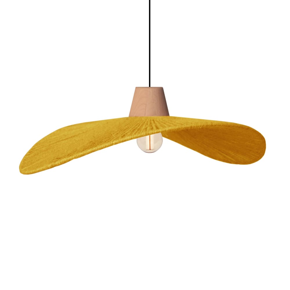 Suspension métal H90cm naturel;Abat-jour: jaune