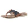 Zehentrenner MUSTANG SHOES, Herren, Gr. 47, navy, cognacfarben, Lederimitat, kontrastfarbene Details, casual, Schuhe, Sommerschuh, Schlappen, Poolslides, Badeschuh, stylische Farbkombi
