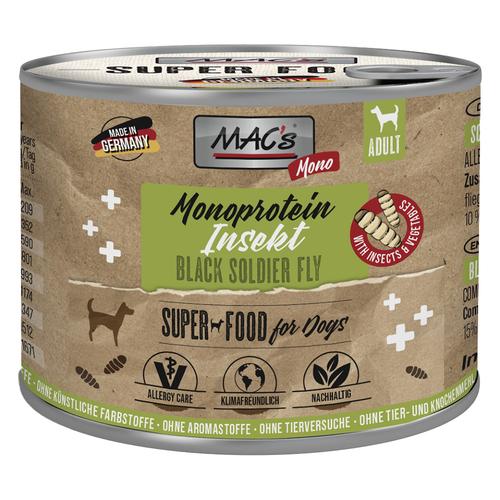 Sparpaket: 24x180g MAC's Monoprotein Insekten & Superfood Hundefutter nass