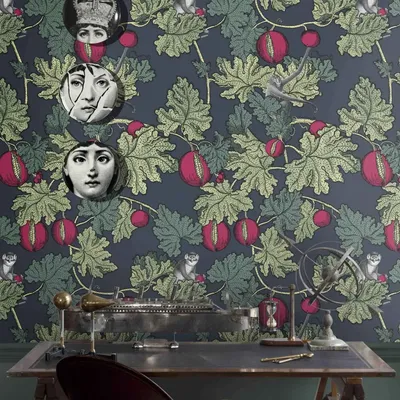 Schelmischen Affen und obst Wand Papier, Frutto Proibito Grün und Dark Wallpape, Skandinavischen design, abnehmbare Tapete Image