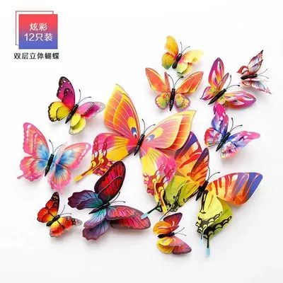 12 Simulation drei dimensionale Schmetterling kreative Zuhause Hintergrund Schmetterling Aufkleber Kinderzimmer Wand dekoration 3D-Aufkleber Image