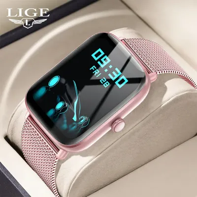 Lige smart watch frauen bluetooth call smartwatch für android huawei xiaomi phone und ios apple iphone damen smart armband pink Image