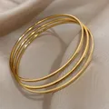 3 teile/satz glänzende dünne einfache Kreis Armbänder Edelstahl Armreif für Frauen Manschette Armband stapelbar wasserdicht Schmuck Geschenke