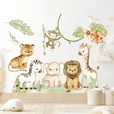 Cartoon Tier Affe Wandaufkleber für Kinderzimmer Babyzimmer Hintergrund Wanddekoration Wandtattoos Kindergarten Kindergarten Tapete Image