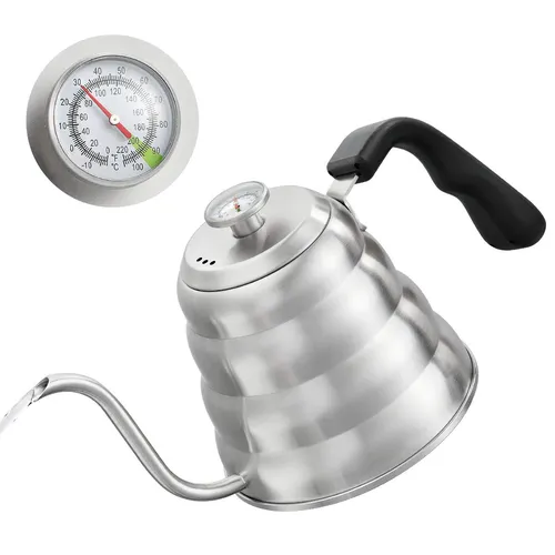 Gießen Über Kaffee Wasserkocher mit Thermometer Premium 304 Edelstahl Schwanenhals Tee Wasserkocher