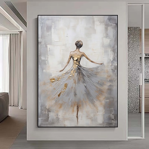 abstraktes strukturiertes Ballerina-Ölgemälde handgemalt figurative tanzende Mädchen Wandkunst extra großes Gemälde Impressionismus Firl Home dekorative Wandkunst Ölgemälde Image