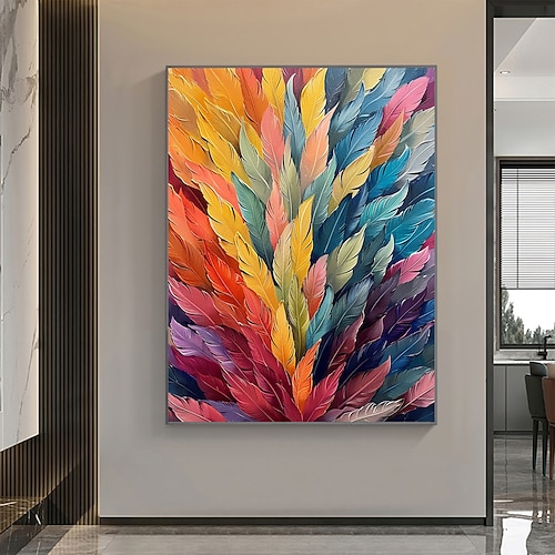 handgemachtes Ölgemälde Leinwand Wandkunst Dekor Original bunte Pflanzen Malerei abstrakte tropische Blumen Malerei Wohndekor mit gespanntem Rahmen ohne Innenrahmen Malerei Image