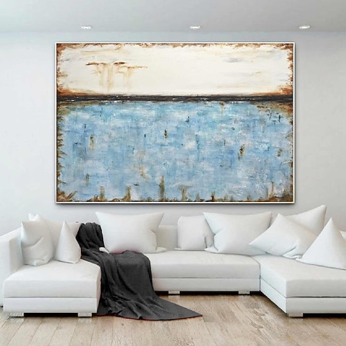 große Wandkunst handgefertigte abstrakte Meeresmalerei handgemalt extra große Wandkunst Meeresmalerei handgemachte blaue Landschaftsmalerei auf Leinwand blaue abstrakte moderne Malerei für Image