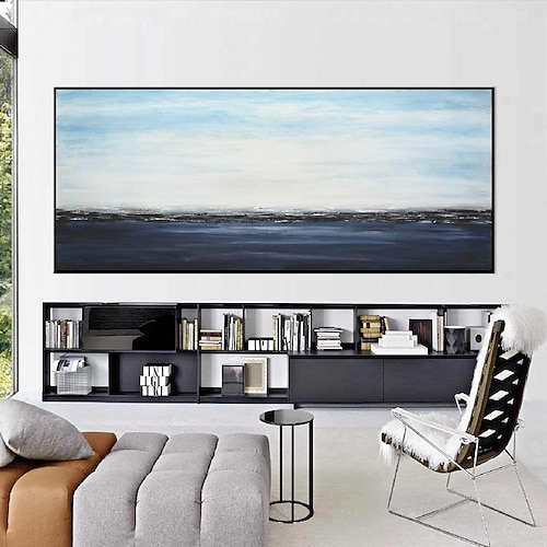 große Wandkunst handgefertigte abstrakte Meeresmalerei handgemalt extra große Wandkunst Meeresmalerei handgemachte blaue Landschaftsmalerei auf Leinwand blaue abstrakte moderne Malerei für Image