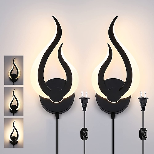 Plug-in-Wandleuchte 1pc 2pcs dimmbare LED-Wandleuchte 10W moderne Innenwandleuchte Acryl-Wandleuchte mit 6 Fuß (ca. 1,8 m) Steckerkabel geeignet für Wohnzimmer, Schlafzimmer und Treppe AC110V AC220V Image