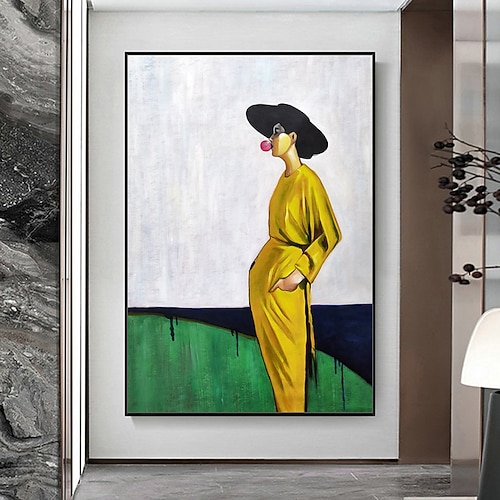 Mintura handgefertigte abstrakte Akt-Ölgemälde auf Leinwand, Wandkunst, Dekoration, modernes Figurenbild für die Inneneinrichtung, gerolltes, rahmenloses, ungedehntes Gemälde Image