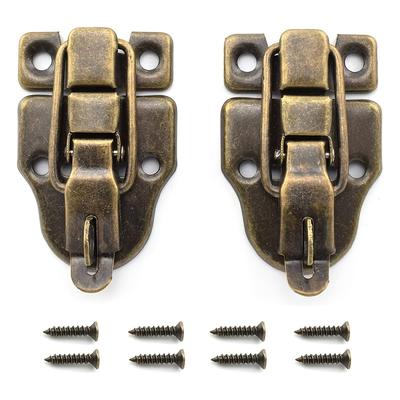 2 Packs Retro Bronze Style Box Toggle Latch, Antique Metal Duckbilled Hasp Latch Catch With Padlock Hole For Jewelry Box Cabinet Small Wooden Case Ordinary Box Crafts (bronze)