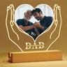 1pc Personalized Custom Photo Led Light, Father's Day Present, Wooden Stand Night Light, Present For Dad From Daughter Son, Customized Dad Birthday Present