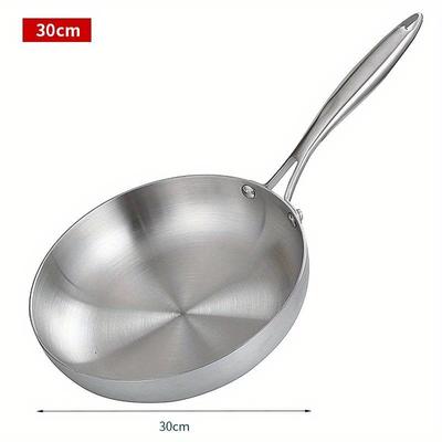 TEMU 1pc Stainless Steel 304 Pan 304 Stainless Steel Frying Pan, Nonstick Pan Fried Steak Pot Uncoated Kitchen Cookware For Gas Stove And Induction Cooker