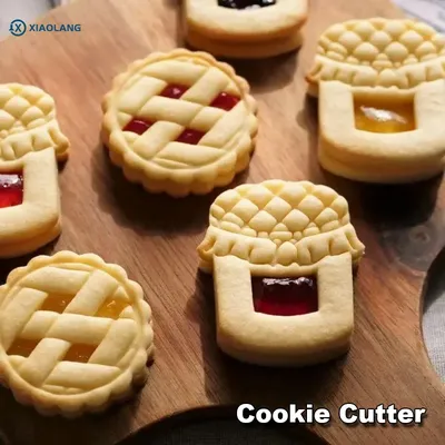 3D Cartoon Sandwich Cookie Cutter Biscuit Mold Christmas Plastic Pressable Fondant Cookie Stamp