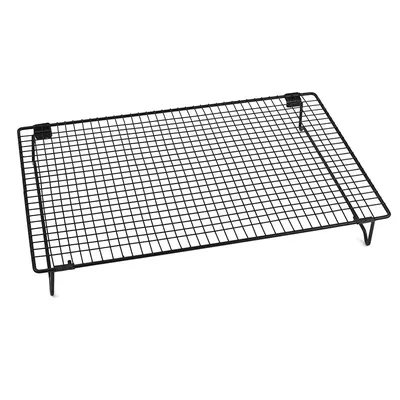 Non Stick Black Wire Grid Cooling Tray Cake Food Rack Oven Kitchen Baking Pizza Bread Barbecue Cookie Biscuit Holder Shelf Rack