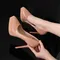 Women Pumps Brand 10CM 12CM Thin High Heels Black PU Slip On Pointed Toe Dress Office Career Party