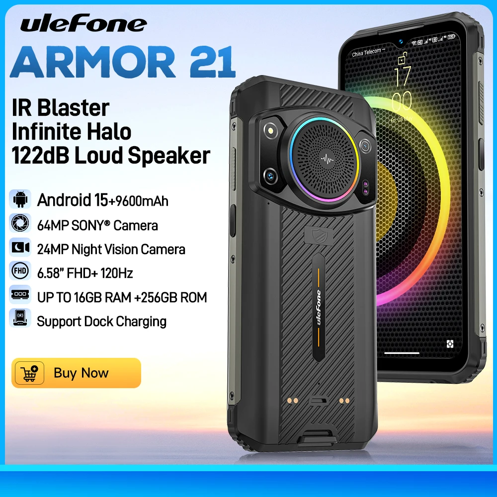 Ulefone Armor 21 Rugged Phone 16GB RAM 256GB ROM Smartphone Android 15 G99 Mobile phone 64MP 9600mAh 4G Cellular Global Version