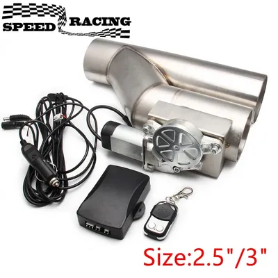 Universal 2.5'' 3" Electric Exhaust Cutout Valve Y Pipe Exhaust Pipe Single Valve System with Controller Remote Kit