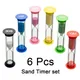 6Pcs Sand Timer Assortment Plastic Hourglass Timer Colorful Sandglass Hourglass Small