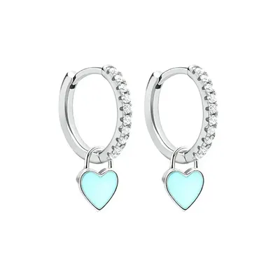 CANNER Heart Cute Candy Neon Color Silver Golden Color Hoop Earrings Enamel Heart Charm Drop Earring